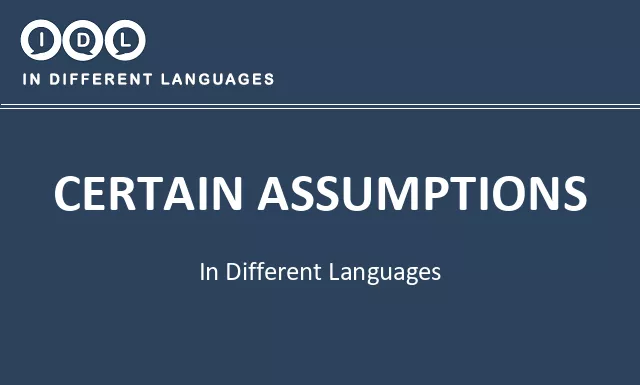 Certain assumptions in Different Languages - Image