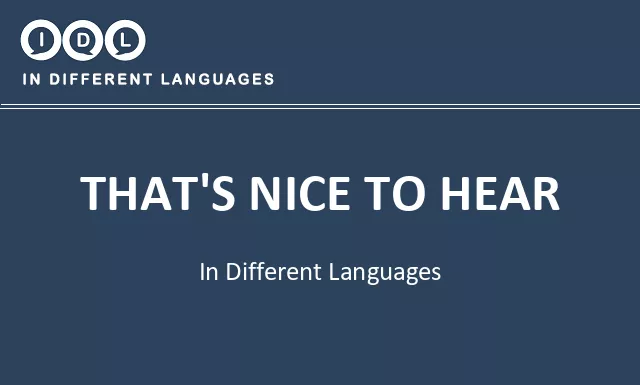 That's nice to hear in Different Languages - Image
