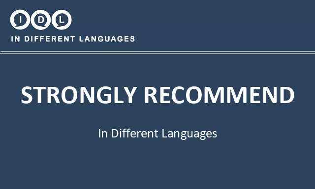 Strongly recommend in Different Languages - Image