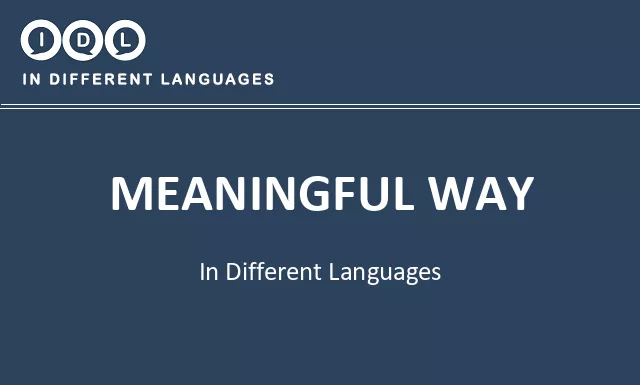 Meaningful way in Different Languages - Image