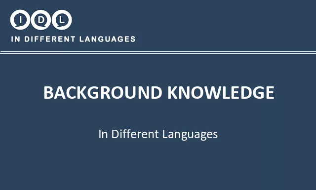 Background knowledge in Different Languages - Image
