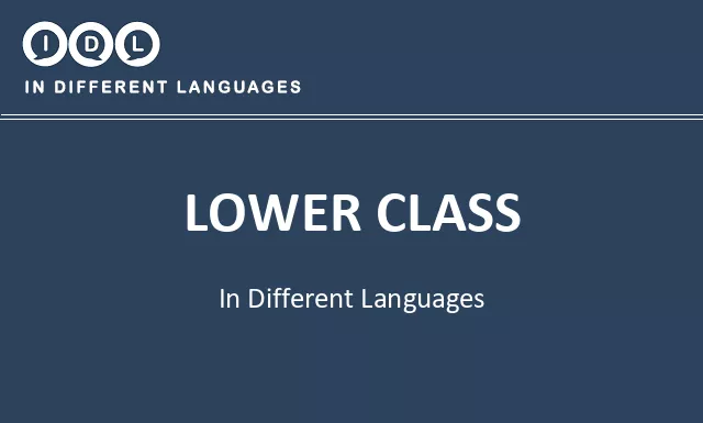 Lower class in Different Languages - Image