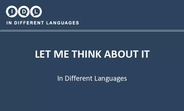 Let me think about it in Different Languages - Image