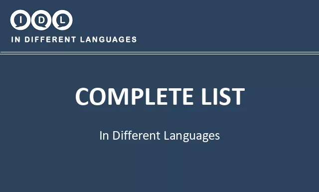 Complete list in Different Languages - Image