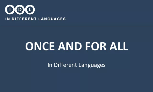 Once and for all in Different Languages - Image