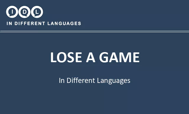Lose a game in Different Languages - Image