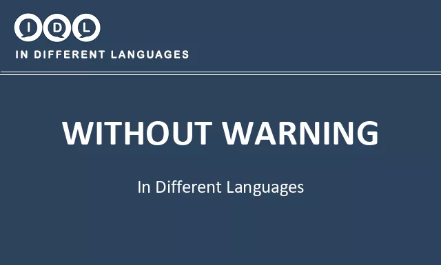 Without warning in Different Languages - Image