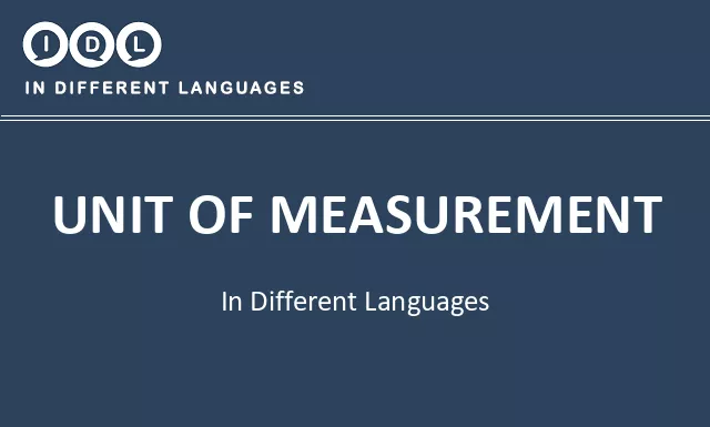 Unit of measurement in Different Languages - Image