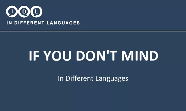 If you don't mind in Different Languages - Image