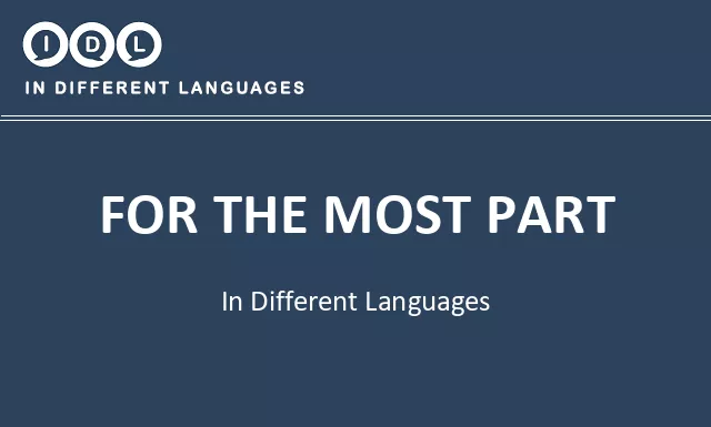 For the most part in Different Languages - Image
