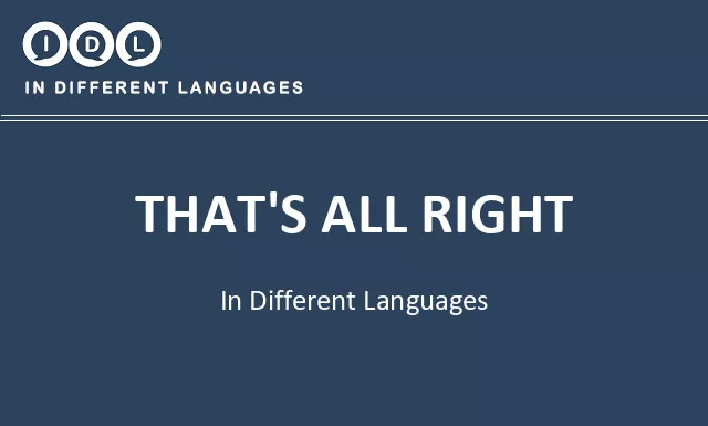 That's all right in Different Languages - Image