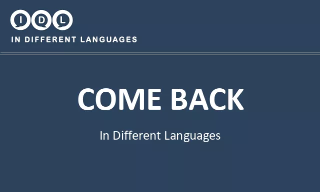 Come back in Different Languages - Image