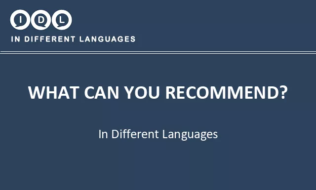 What can you recommend? in Different Languages - Image