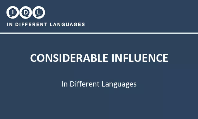 Considerable influence in Different Languages - Image