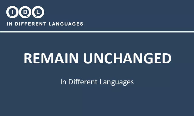 Remain unchanged in Different Languages - Image