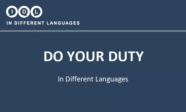 Do your duty in Different Languages - Image