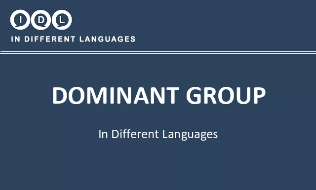 Dominant group in Different Languages - Image