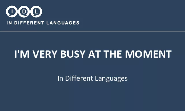 I'm very busy at the moment in Different Languages - Image