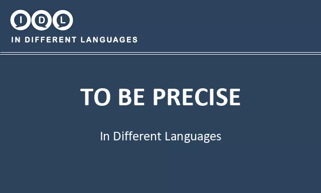 To be precise in Different Languages - Image