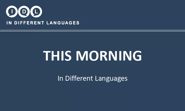 This morning in Different Languages - Image