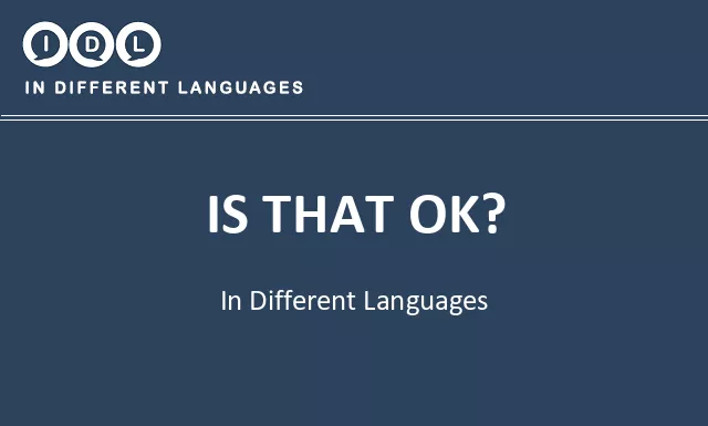 Is that ok? in Different Languages - Image
