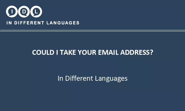 Could i take your email address? in Different Languages - Image