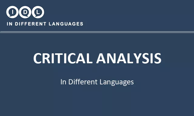 Critical analysis in Different Languages - Image