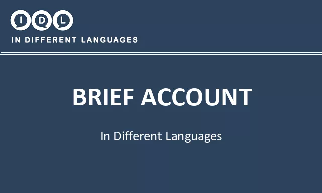 Brief account in Different Languages - Image