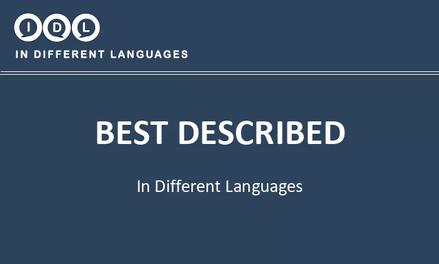 Best described in Different Languages - Image