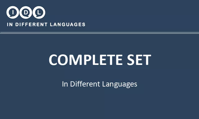 Complete set in Different Languages - Image