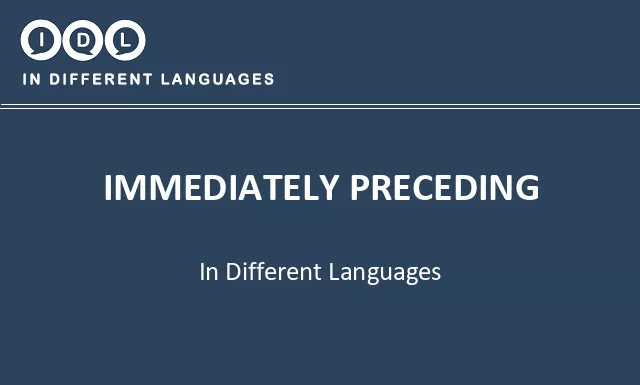 Immediately preceding in Different Languages - Image