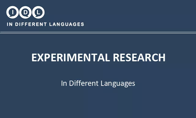 Experimental research in Different Languages - Image