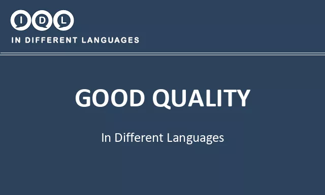 Good quality in Different Languages - Image