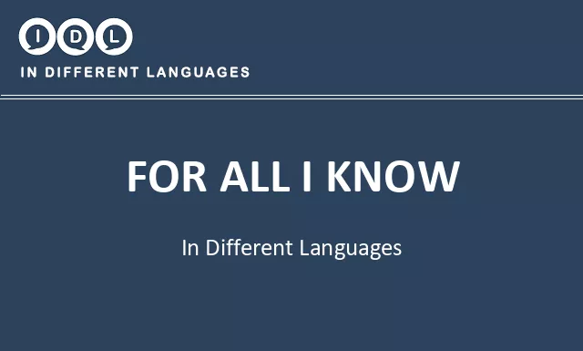 For all i know in Different Languages - Image