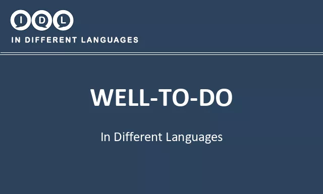 Well-to-do in Different Languages - Image