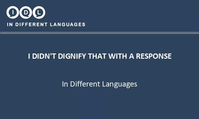 I didn't dignify that with a response in Different Languages - Image