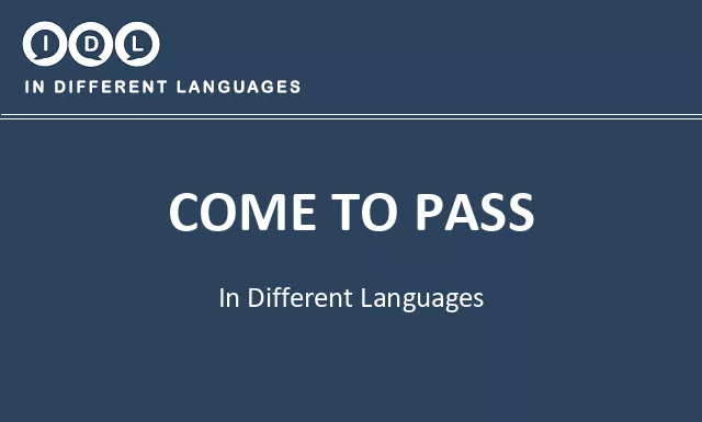 Come to pass in Different Languages - Image