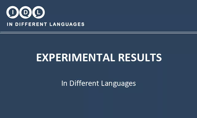 Experimental results in Different Languages - Image