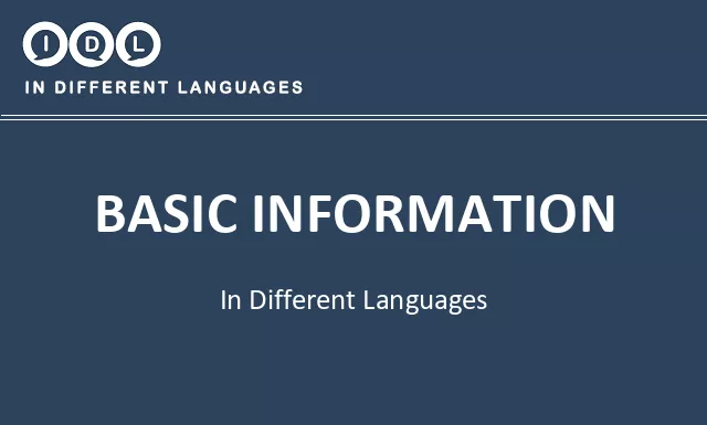Basic information in Different Languages - Image