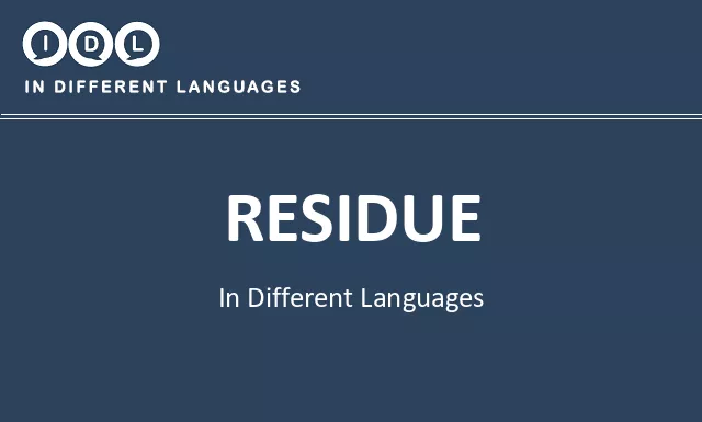Residue in Different Languages - Image