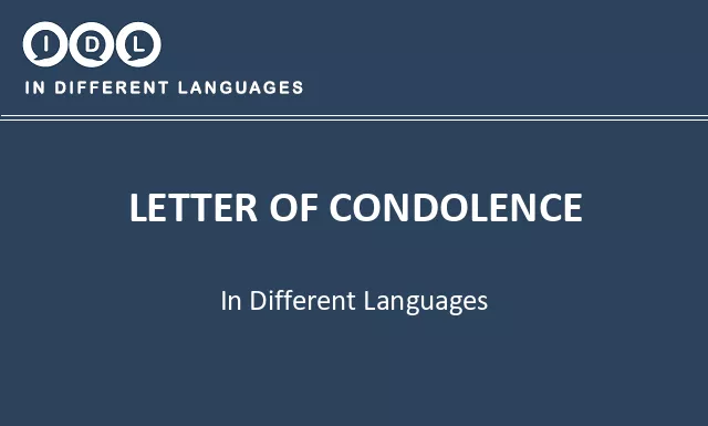 Letter of condolence in Different Languages - Image