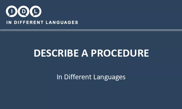 Describe a procedure in Different Languages - Image