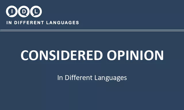 Considered opinion in Different Languages - Image