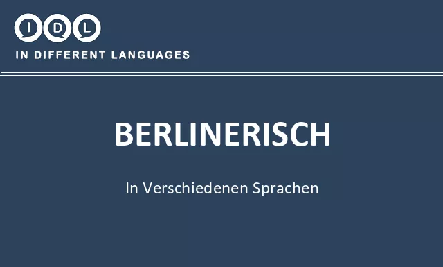 Berlinerisch in verschiedenen sprachen - Bild