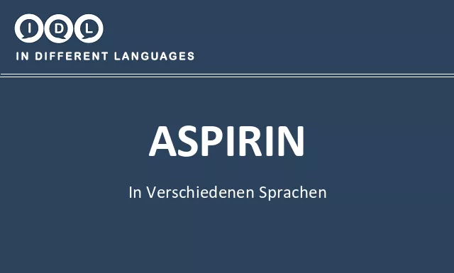 Aspirin in verschiedenen sprachen - Bild