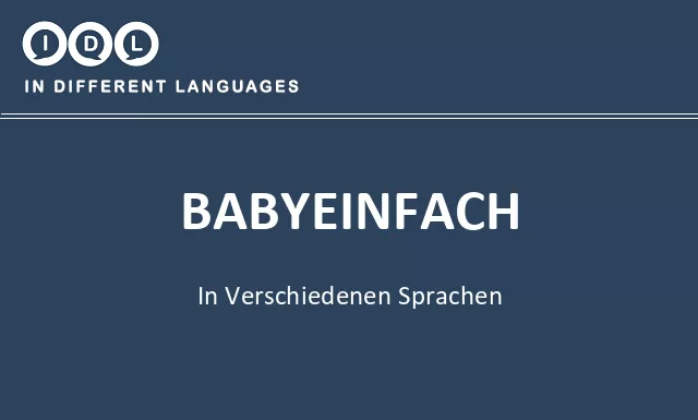 Babyeinfach in verschiedenen sprachen - Bild