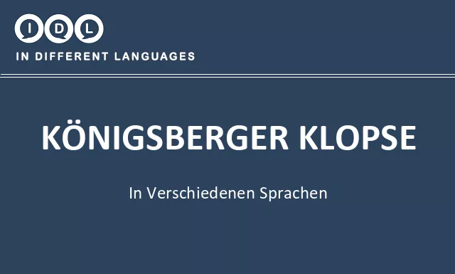 Königsberger klopse in verschiedenen sprachen - Bild