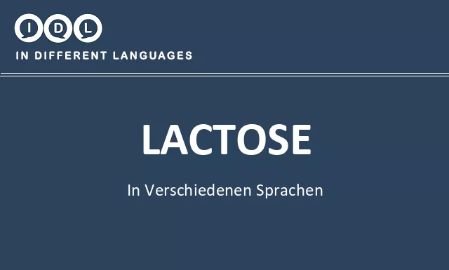 Lactose in verschiedenen sprachen - Bild