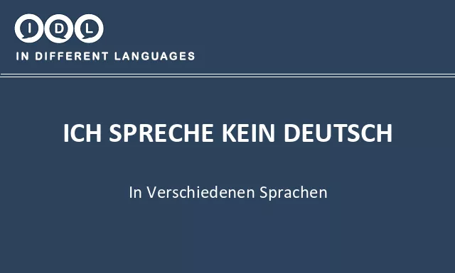 Ich spreche kein deutsch in verschiedenen sprachen - Bild