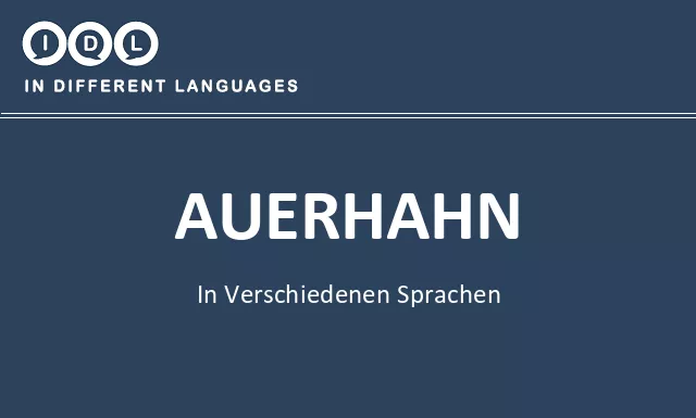 Auerhahn in verschiedenen sprachen - Bild